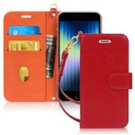 FYY Designed for iPhone SE Case 2016 (1st Generation) / iPhone 5 Case/iPhone 5s Case, Luxury PU Leather Wallet Phone with Card Holder Protective Shockproof Kickstand Case Cover Red