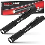 GearLight S100 LED Pocket Pen Light- 2 Small, Compact Flashlights with Clip for Tight Spaces, Police Inspection, Nurses & Medical Use