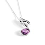 HENRYKA 925 Sterling Silver Quaver Music Note Necklace in Amethyst, Music Lover Gift, Eighth Note Music Jewellery