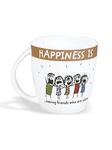 Clay Craft - Happiness Is, Having Friends Bone China Milk Mug, 270 ml/5.6cm, Multicolour