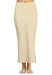 TRENDMALLS Women Saree Straight Shapewear Petticoat for Women, Cotton Blended,Petticoat,Skirts for Women,Shape Wear Dress for Saree Shaper Beige