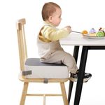 TOTIDYH Toddler Booster Seat for Dining Chair, 10cm PU Washable Baby Booster Seat for Dining Table, Table Booster Seat for Toddler with 2 Adjustable Straps, Portable Travel Booster Cushion(Grey+White)