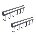 MVPHTY Under Shelf Cabinet Rack for Coffee Cup, Mug, Wine Glass, Cup Stand for Kitchen, Hanger Rack, 6 Hooks for Hanging Pack of 2