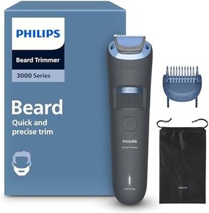 Philips Bartschneider 3000er-Serie – selbstschärfende Klingen mit abgerundeten Spitzen, 20 Längeneinstellungen, Lift&Trim-Kamm, 100% wasserdicht, Akkuanzeige, USB-Ladegerät, Modell BT3619/15