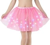 Kefiyis Tutu Skirts for Women LED Light Up Tutu Adult Teen Skirt Ballet Dance Parties Fancy Dress Halloween Costume Pink