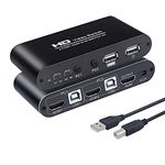 KCEVE KVM HDMI Switch, 2 Ports USB Switch Switcher Box 2 In 1 Out for 2 Computers Share Keyboard And Mouse Support 4K@30Hz 3D for Windows/Linux/Mac System with 2x USB, 1x Power Cable