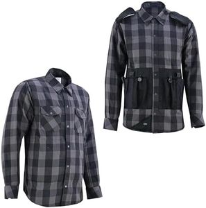 LVAD Men’s Flannel Shirt (US, Alpha, 5X-Large, Regular, Regular, Gray & Black)