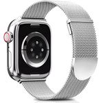 Higgs Upgraded Strap Compatible with Apple Watch Straps 10 42mm 41mm 40mm 38mm Women Men, Dual Magnetic Adjustable Replacement Band for iWatch Series 9 8 7 6 5 4 3 2 1 SE,Fashion Metal Strap Silver