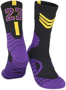 PROBEROS® 1 Pair Basketball Socks for Men, Cotton Sports Socks, Sweat-Absorbing Breathable, Badminton, Soccer, Running, Comfortable Athletic Indoor Outdoor Training Football Basket Ball