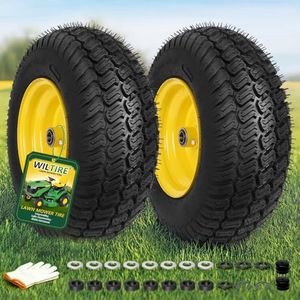 Wiltire (2 Pack) 16x6.50-8 Front Tire and Wheel Assemblies,16x6.5-8Lawn Mower Tires,4" Centered Hub,1" Bearings, 4 Ply Tubeless,Fit Riding Mowers and Garden Tractors