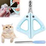 Cat Nail Clippers, 2PCS Cat Nail Clippers with Safety Guard Set Includes Cat Claw Clipper Pet Nail Grinder, Cat Clippers with 2mm&4mm Positioning Holes, for Cat Hamsters and Other Small Animals (Blue)