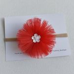 TinyShiny_PomPom Bow with Baby soft headband (Red)