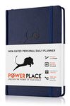 Day Planner, Calendar and Gratitude Journal to Increase Productivity, Time Management & Happiness | Vegan Leather Hardcover, 24-Hourly Business Planner, Undated 6-Months A5 Planner (Blue)