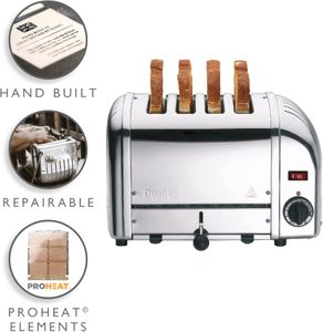 Dualit Classic 4-Slice Toaster – Stainless Steel, Retro Design