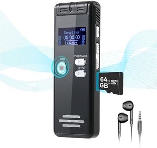 64GB Digital Voice Activated Recorder with Playback - 3072Kpbs HD Dual MIC Tape Voice Activated Recorder with Noise Reduction for Interviews/Meeting/Classes, 4608 Hours Audio Recording Device