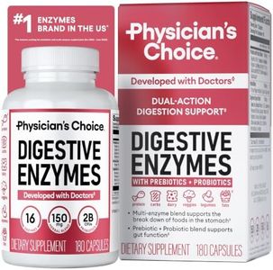 Physician's CHOICE Digestive Enzymes - Multi Enzymes, Organic Prebiotics & Probiotics for Digestive Health & Gut Health - for Meal Time Discomfort Relief & Bloating - Dual Action Approach - 180 CT