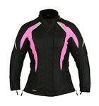 Shock Pink Womens Motorbike Protection Jacket Waterproof, Black, S