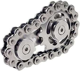 Bike Chain Gear Fidget Spinner, Metal Sprocket Chain Fidget Toy, Stress Anxiety Relief Fidget Toy, Stainless Steel Durable Mechanics W/Smooth Bearings EDC Novelty Toy (Silver)