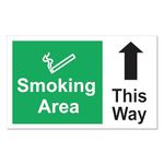 SIGN EVER™ Smoking Area This Way Up Arrow 3mm Sign Board Vinyl Signage Commercial (8 W X 5 H Inch)