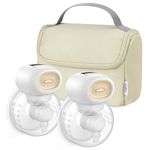 Nuliie Wearable Breast Pump Electrical with Storage Bag, LED Display, 4 Modes and 12 Suction Levels, Portable Hands Free Breast Pump with 14/17/20/24/27mm Flange (2 Packs, White)