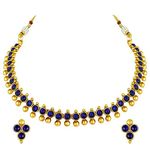 Peora Gold Plated Green Choker Necklace with Stud Earrings for Women Girls Traditional Temple Ethnic Jewellery Set