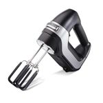 Hamilton Beach 7-Speed Digital Hand Mixer, 200W, Black – Includes Beaters, Whisk & Dough Hooks, Snap-On Storage Case, Quick Burst Function, Slow Start, Ergonomic Design for Easy Handling - 62655-SAU