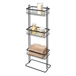 iDesign Everett Metal Standing Shower Caddy, 3-Tier Bath Shelf Baskets for Towels, Soap, Shampoo, Lotion, Accessories, 12.36" x 6.88" x 32.11", Matte Black