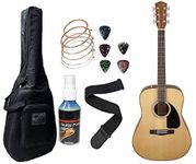 Fender. Acoustic Guitar CD60 Dreadnought 6-Strings - Walnut Fret board-Black With Sponge bag, Belt, String set, String winder & Plectrums Complete Kit.(Natural)