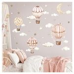 DEKO KINDERZIMMER Wall Tattoo Hot Air Balloon Clouds Moon Wall Sticker Baby Room Boho Wall Sticker Children's Room Girls Bedroom Wall Decoration DK1135-04