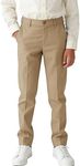 Fersumm Boys' Uniform Pants Size 16 Light Champagne Boys Dress Pants Casual Kids Pants for Outdoor Playwear L