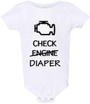 Freedomtees Check Diaper Funny Check Engine Car Baby Bodysuit Breastfeeding Baby shirt Funny Baby Clothes Funny Unisex Baby, White