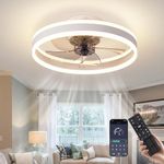 EIDISUNY Ceiling Fans with Lights, 60W Ceiling Light with Fan and Remote, Timing, 3000K-6000K, 6 Speeds Fan Light, Quiet Ceiling Fan with Lamps for Living Room, Dining Room, Bedroom (White-50cm)