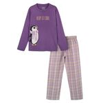 Nap Chief Girls Regular Fit Cool Penguin Flannel Pajama Set - (NC1140Y_Violet_3-4 Years)