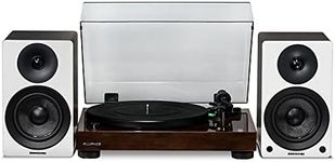 Fluance RT81 Elite High Fidelity Vinyl Turntable (Walnut) with Ai41 Powered 5" Stereo Bookshelf Speakers (White Walnut), Diamond Stylus, Belt Drive, Built-in Preamp, 90W Class D Amplifier, Bluetooth