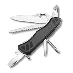 Victorinox Soldiers Knife 08 Swiss Army Knife, Large, Multi Tool, 10 Functions, Locking Blade, One Hand, Green/Black, (0.8461.MWCHB1)