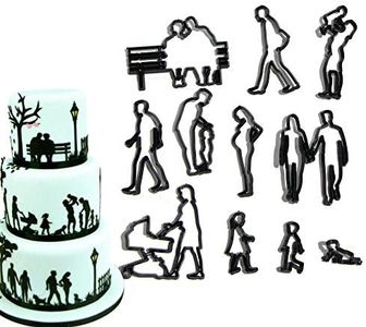 EORTA Set of 11 Fondant/Cookie Cutter Couples Silhouette Gumpaste Flowers Sugar Craft Mold Cake Decorating Tools for Husband and Wife, Wedding Birthday Valentine's Party, Families Theme