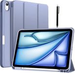 ProElite for iPad Air 11 inch Case M2 2024, iPad Air 5th/4th Generation Case 10.9 Inch, Smart Flip Case Cover for Apple iPad Air with Pencil Holder [Auto Sleep/Wake] with Stylus Pen - Lavender