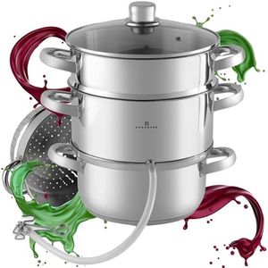 EDENBERG Dampfentsafter Induktion 5L, Edelstahl Dampfentsafter für Alle Herdarten, Steamer, Fruit Juicer, Steam Juicer, Einfach zu Reinigen mit Gehärtetem Glasdeckel, für Gesundheitsbewusste Menschen