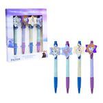 Disney Frozen Pens Pack of 4 Black Ink Elsa Anna and Olaf 3D Design