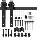 6 FT Black Barn Door Hardware Kit, Dulcii Heavy Duty Steel Slide Sliding Track Rail Hanger Roller 183cm Roller Door Hardware