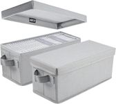 UENTIP CD Storage Box - Pack of 2 CD Case Storage- 13.2" x 5.9" x 5.3", Container holds 60 CDs in full jewel cases, 120 CDs in slim cases, and 330 discs in CD sleeves - (2pack-grey)