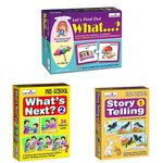 Creative Educational Aids P. Ltd. - CRE0995 Let's Find Out What Puzzle for 4 & Up Year (Multi-Color, 54 Pieces)|CRE0686 What's Next - 2 Card Game (Multi-Color, 34 Pieces)|Story Telling - 1 Card Game