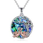 YFN Sister Gifts from Sister, Sterling Silver Tree of Life Sister Abalone/Turquoise Pendant Necklace Jewelry, Birthday Jewelry Gift Necklaces for Sisters, Sterling Silver, Cubic Zirconia