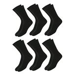 Cotson Calf Length, Full Length, High Length Pure Cotton Plain Solid Black Color Formal Socks For Men and Boys - Pack of 6 Pairs, Free Size