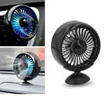 nodteem 1 PC Car Cooling Fan with Light, 360 Degree Adjustable Design, Low Noise 100MM Vehicle Fan for Air Outlet, Universal Automotive Fan Accessories for Car Truck Van SUV RV Boat (Black)