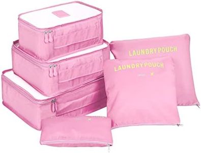 Organizador Maleta Packing Cubes, Coolzon Organizador Equipaje de Viaje Impermeable Cubos Embalaje Bolsa de Zapato, 6 Set, Rosa