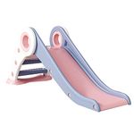 HY-MS Toddler Slide, Foldable Kids Slide 120x56x40cm Easy Storage Easy Assembly Indoor Outdoor Slides for Toddlers Ideal for Baby 12-36 Months Old (Pink)