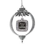 Inspired Silver - Proud to Be Chippewa Charm Ornament - Silver Square Charm Holiday Ornaments with Cubic Zirconia Jewelry