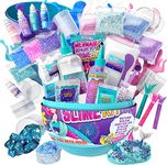 GirlZone Egg Mermaid Sparkle Slime Making Kit for Girls, 22 Fun Pieces to Make Sparkly Glow in The Dark Slime with Lots of Glitter Slime Add Ins