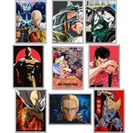 Paper9store Pack of 9 - Anime Posters self-Adhesive Anime Wall Poster for Room, Size A4 Self-Adhesive 300 GSM Thick matt Poster (One Punch Man)